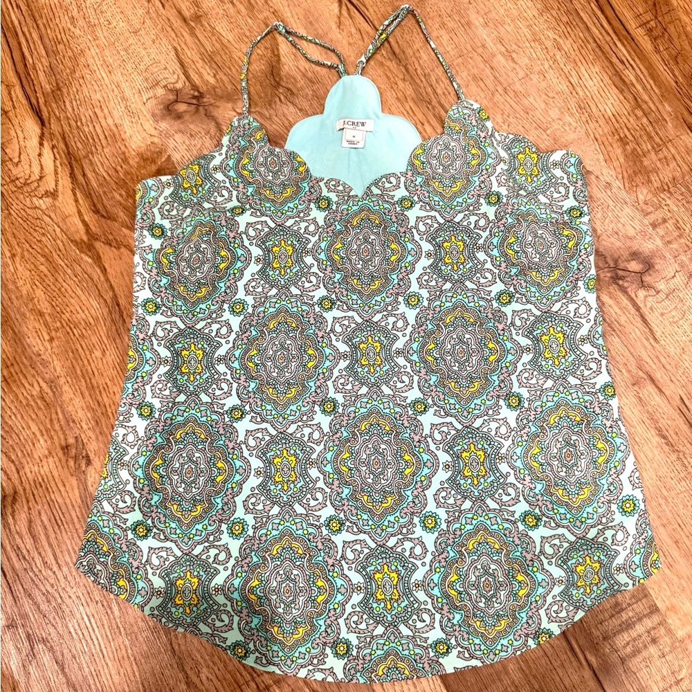 Jcrew paisley scallop tank top